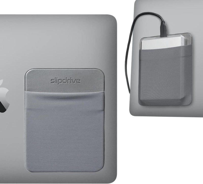 Slipdrive حافظة قرص صلب محمولة للكمبيوتر المحمول - قرص صلب HDD - لاصق قابل لإعادة الاستخدام - 5.5 بوصة × 4.5 بوصة - حافظة حمل خارجية للقرص الصلب - حقيبة سفر جيب (كبيرة، رمادية) - Image 1